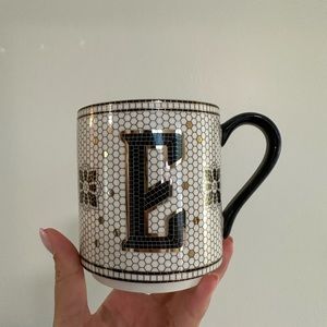 NEW Anthropologie bistro monogram mug E